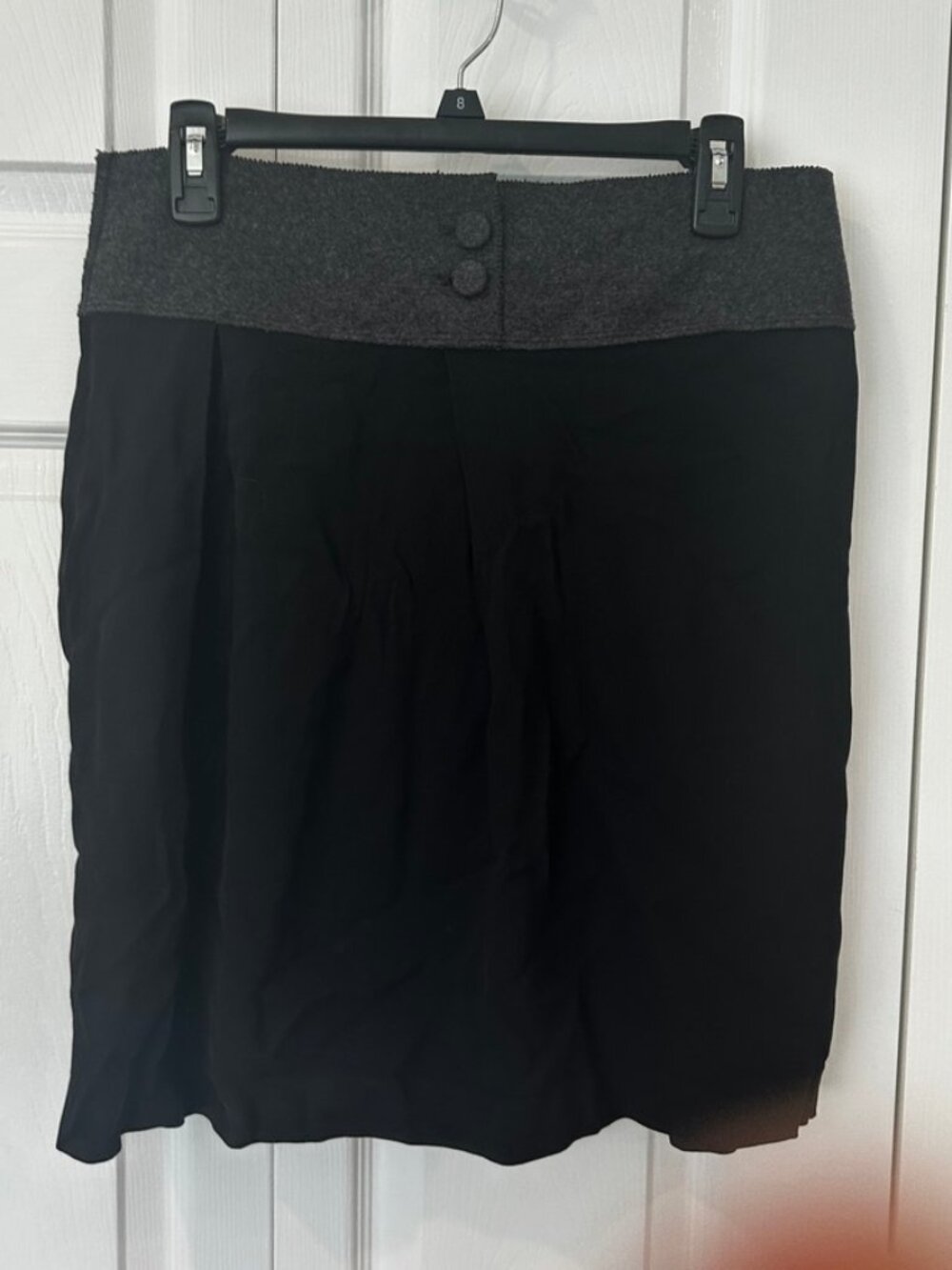 Lu Lu Cheung Black & Grey Wool Blend Pencil Skirt Size 12